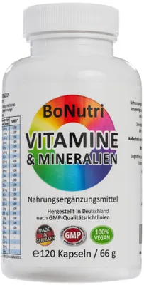 Produktbild von 23 Vitamine & Mineralien Mineralstoffe 120 vegane Kapseln 2-Monatsbedarf Ohne Magnesiumstearat Vegan Glutenfrei Laktosefrei Beste Qualität