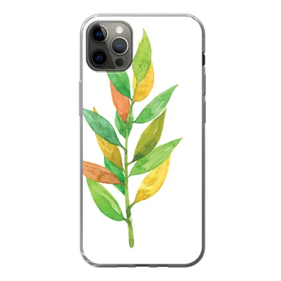 Produktbild von MuchoWow® Handyhülle Schutzhülle Hülle für iPhone 12 Pro Max Aquarelle - Blätter - Pflanzen Silikon Softcase Handy Hülle - Hartschale