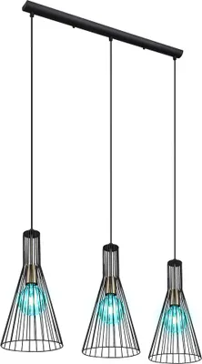Produktbild von RGB LED Pendellampe, Metall schwarz, Gitterschirme, H 120 cm