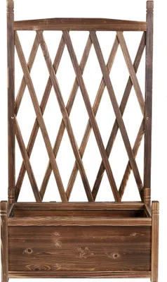 Produktbild von WISFOR Blumenkasten mit Rankgitter, Spalier mit Pflanzkästen, Holz Rankkasten Blumenkübel Pflanzkasten Rankhilfe 115cm