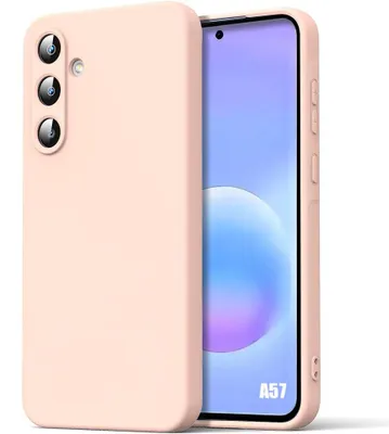 Image de Coque pour Samsung Galaxy A57 5G, Silicone Liquide Protection Anti-Rayures Antidérapant Rose