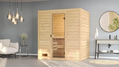 Produktbild von weka Massivholz-Sauna VALIDA  Gr. 2 Sparset 4,5 kW BioS inkl. digitaler Steuerung, Glastür x B x T x H  x 189 x 189 x 204