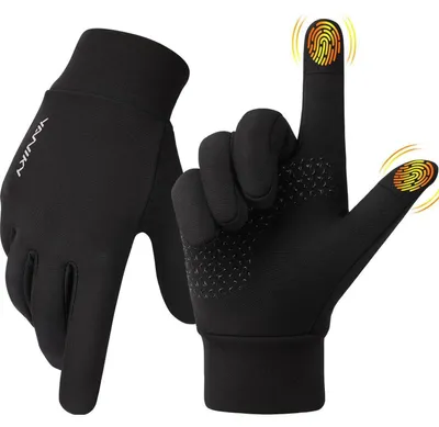 Immagine prodotto di Guanti sportivi da uomo e da donna, guanti da ciclismo, antivento, termici, antiscivolo, compatibili con touchscreen, colore nero, taglia S