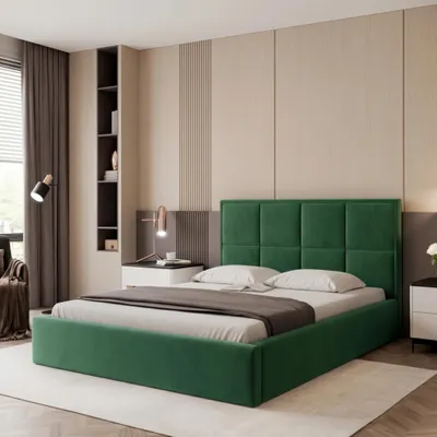 Productafbeelding van Boxspringbed TIOLI 180x200, smaragdgroen, fluweelstof, met opbergruimte en lattenbodem