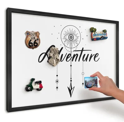 Produktbild von Magnettafel 60x40 cm mit schwarzem Rahmen - Magnetische Metalltafel, Magnetpinnwand zur Wandmontage für Wohnzimmer, Küche, Flur, Kinderzimmer und Büro - Abenteuerthema