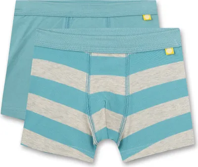 Produktbild von Sanetta 2er Pack Jungen Hipshorts Blau Grau quer gestreift und Uni