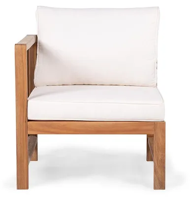 Produktbild von home24 Loungesessel mit 1 Armlehne - Akazie Massiv / Polyester - Braun / Beige