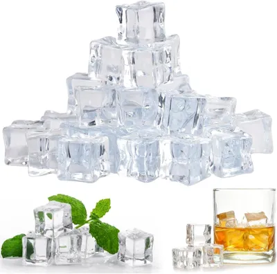 Zdjęcie produktu dla LANSKYLAN, 25 sztuk sztucznych kostek lodu z akrylu - wielokrotnego użytku - trwałe, przezroczyste kostki lodu - 30 mm - plastikowe kostki lodu wykonane z tworzywa sztucznego
