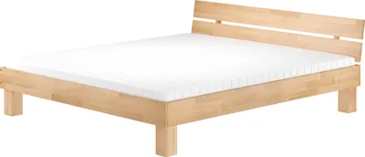 Produktbild von Doppelbett Überlänge Kingsize 180x220 Buche Massivholz natur Zubehör wählbar V-60.80-18-220 Rollrost und Matratze inkl.