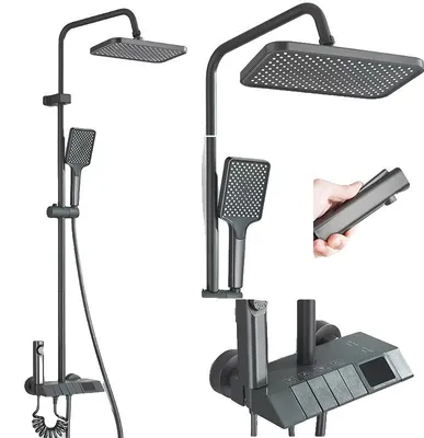 Produktbild von Duschsystem, Wandmontage, hydroelektronisches Digitaldisplay, Grau