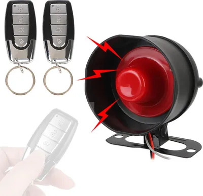 Obrázok produktu pre Univerzálny autoalarm, nedestruktívna inštalácia, 12 V, 7-stupňová citlivosť, autoalarm s 2 diaľkovými ovládačmi