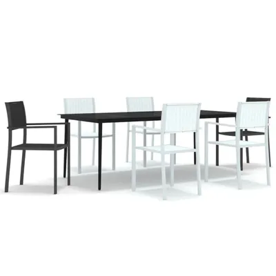 Image de vidaXL Ensemble de jardin 7 pièces noir et blanc
