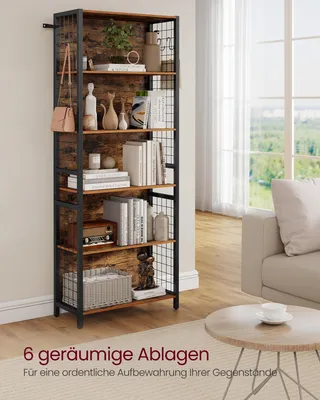 A tall, narrow bookshelf filled with books and decorative items, placed in a well-lit living room next to a window.
