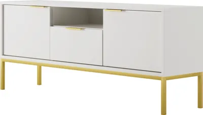 Zdjęcie produktu dla Szafka RTV AUSTIN 135 biała/złota