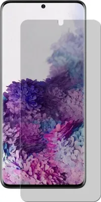 A screen protector is shown on top of a smartphone screen with a colorful abstract wallpaper.