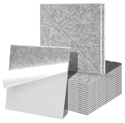 Produktbild von Vigevee Akustikpaneele Filz Selbstklebend 18 Stück, 30 x 30 x 0,9 cm Schallabsorber Wandpaneele, Dreieckmuster, Grau