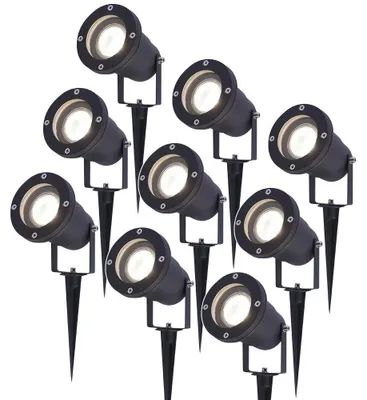 Image de HOFTRONIC - Lot de 9 Spots à piquet LED 4W 345lm 4000K IP65 Noir Dimmable