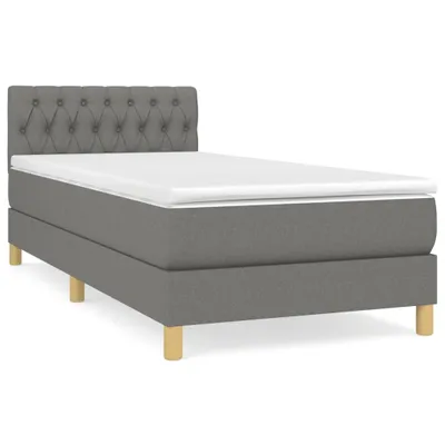 Zdjęcie produktu dla Łóżko Kontynentalne Z Materacem, Ciemnoszara Tkanina 90X200 Cm Lumarko!