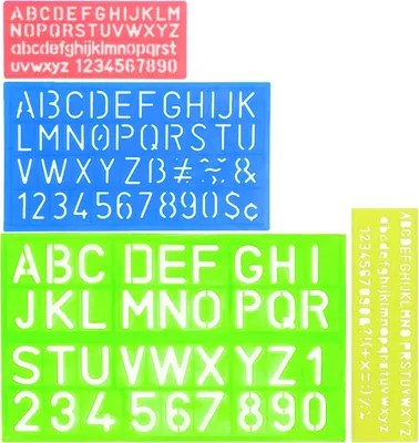 Produktbild von Buchstabenschablonen Set, 4-teilig, Kunststoff, Verschiedene Größen Und Farben, Zum Lernen Von Buchstaben Und Zahlen Für Kinder
