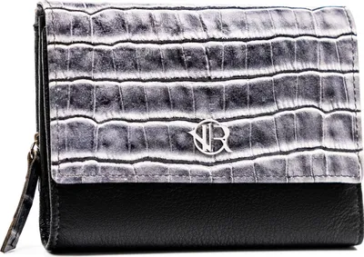 Produktbild von Rovicky | Damengeldbörse, aus Naturleder, mit Schnappverschluss, Schwarz, 14.5x10.5 cm