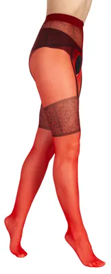 Image de Collants ouverts à motif BANANALU, entrejambe ouvert, 20 deniers, Intimo Noir 20 Red S