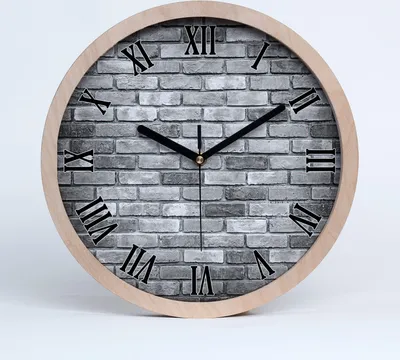 Produktbild von Holzuhr 25fi cm wanduhr - schwarze Spitzen - Ziegelwand
