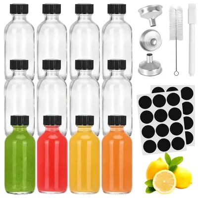 12er-Set 60 ml Glasflaschen zum Befüllen mit Deckel & Zubehör