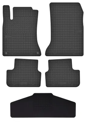 Produktbild von Gummi-Fußmatten + Tunnel für Mercedes A Klasa W176 2012-2018 (Schrägheck) – 5-tlg, Schwarz, passgenau – Wielganizator SolidTread