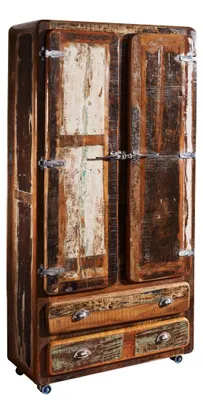 Produktbild von MASSIVMOEBEL24.DE Schrank Altholz 90x38x185 mehrfarbig lackiert FREEZY #39