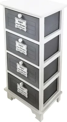 Immagine prodotto di Milani Home - mobiletto in legno 4 cassetti, grigio scuro, stile shabby chic, 37 x 28 x 73 cm