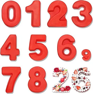 Immagine prodotto di Set di stampi in silicone da 0 a 9 per torte digitali: compleanni e matrimoni