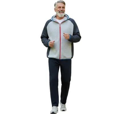 Produktbild von Herbold Sportswear Hoodie Jogginganzug mit Kapuze Gr.XL grau-marine