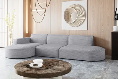 Produktbild von Kaiser Möbel Ecksofa Designer, Sofa L form MODENA stoff Poso Hellgrau Links