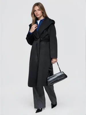 Produktbild von LARICA Damenmantel Midi mit Kapuze und Gürtel OW-CT-E0036 black M/L