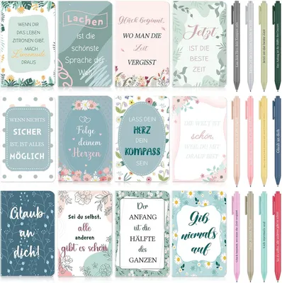 Productafbeelding van Bedankcadeausets voor collega's - Set van 12 - 12 inspirerende bloemennotitieboeken - Mini-zakboekje voor afscheid