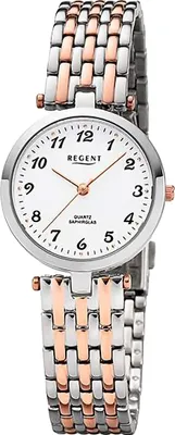 Produktbild von Regent Metall Damen Uhr Armbanduhr Quarz silber rosegold Metallarmband D2URF1324