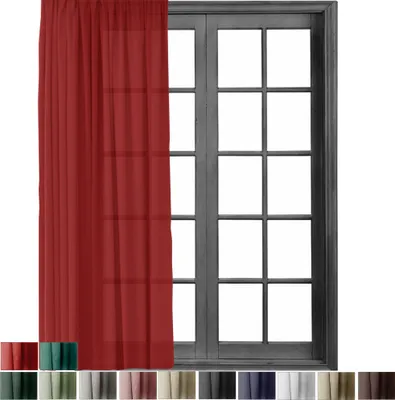 Produktbild von 1 Stück Gardine mit Kräuselband Blickdicht Leinen Look 140x245cm Vorhänge Gardinen Vorhang Universalband für Schiene Rot 1er Pack