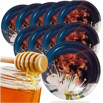 Produktbild von Krauz Twist-Off-Deckel Bienenmotiv 29, 82mm, 6-Zacken, 10 Stück