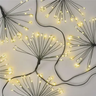 LED světelný řetěz – svítící trsy, nano, 5,2 m, vnitřní, teplá bílá, časovač