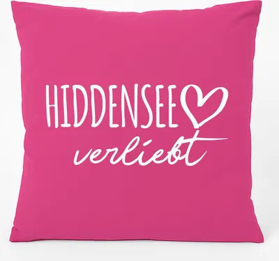 Produktbild von Huuraa Kissen Hiddensee verliebt 40x40cm mit Füllung Fuchsia Baumwolle Dekokissen Geschenkidee