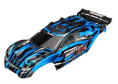 Produktbild von Traxxas 6718X Karo Rustler 4X4 blau +Decals mit Karohalterung