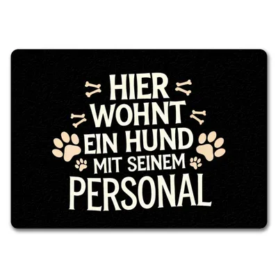 Produktbild von Hier wohnt ein Hund mit seinem Perosnal Fußmatte in 35x50 cm ohne Rand