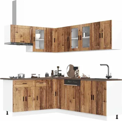 Produktbild von 11-tlg. Küchenschrank-Set Porto Altholz-Optik Holzwerkstoff
