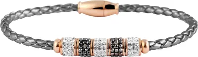 Produktbild von Akzent Echtlederarmband mit Edelstahlelementen und Similibesatz