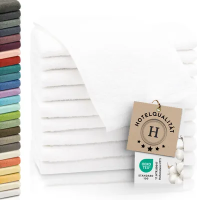 Produktbild von 10er Set Gästetücher, Baumwolle, 30x50 cm, 420g/qm, weiß