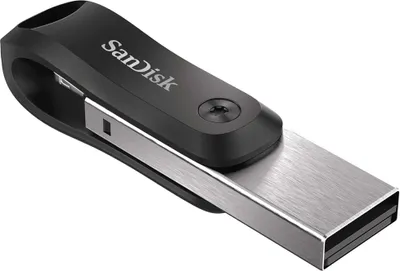 Zdjęcie produktu dla SanDisk iXpand, 64 GB, USB Type-A / Lightning, 3.2 Gen 2 (3.1 Gen 2), Obrotowy, Czarny, Srebrny
