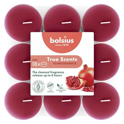 Produktbild von Duft-Teelichter, Granatapfel, True Scents, BOLSIUS, Ø39 mm, Brenndauer ca. 6h, 18 Stück pro Verpackung