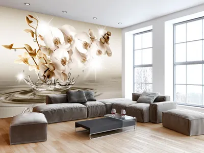 Produktbild von Vlies Fototapete Blumen Orchidee Blume Blitz Abstrakt Wasser 400x280 cm – Moderne Vliestapete, Wandtapete für Schlafzimmer, Wanddeko b-C-0081-a-c