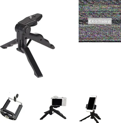 Produktbild von K-S-Trade Stativ Tisch-Ständer Dreibein Handy-Stativ Ständer kompatibel mit Nokia 7.1 Mini-Stativ Smartphone Tripod Handy-Stativ aus Plastik schwarz