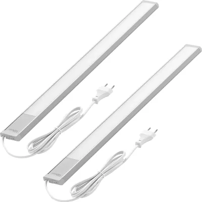 Produktbild von 2er Set Oktaplex LED Unterbauleuchte Aluminium flach mit Schalter 57,5cm 3000K warmweiß